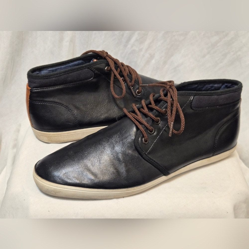 Aldo Rogier Black Leather Lace Up Casual Fashion High Top Sneakers Mens 12
